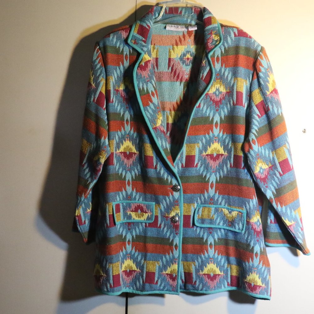 Women's Vintage Bedford Fair Southwest Design Woven Jacket- 1X
